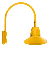 RAB GN5LED26YSTYL 26W LED Gooseneck Straight Shade with Pole 20" High, 19" from Pole Goose Arm, 3000K (Warm), Flood Reflector, 15" Straight Angle Shade, Yellow Finish