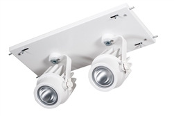 RAB MDLED2X12-30YY-W 24W LED 2 Fixture Multi-Head Gear Tray, 2700K, 1648 Lumens, 90 CRI, 30 Degree Reflector, Forward Phase TRIAC Dimmer, White Tray/White Head Finish