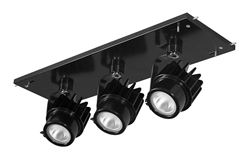 RAB MDLED3X12D10-20Y-B 36W LED 3 Fixture Multi-Head Gear Tray, 3000K, 2661 Lumens, 90 CRI, 20 Degree Reflector, 0-10V Dimmer, Black Tray/Black Head