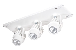 RAB MDLED3X12F-20Y-W 36W LED 3 Fixture Multi-Head Gear Tray, 3000K, 2661 Lumens, 90 CRI, 20 Degree Reflector, On/Off Non-Dimming, White Tray/White Head