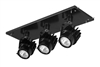 RAB MDLED3X12F-20YN-B 36W LED 3 Fixture Multi-Head Gear Tray, 3500K, 3108 Lumens, 90 CRI, 20 Degree Reflector, On/Off Non-Dimming, Black Tray/Black Head