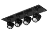 RAB MDLED4X12D10-20YN-B 48W LED 4 Fixture Multi-Head Gear Tray, 3500K, 4144 Lumens, 90 CRI, 20 Degree Reflector, 0-10V Dimmer, Black Tray/Black Head