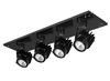 RAB MDLED4X12F-20Y-B 48W LED 4 Fixture Multi-Head Gear Tray, 3000K, 3548 Lumens, 90 CRI, 20 Degree Reflector, On/Off Non-Dimming, Black Tray/Black Head