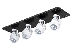 RAB MDLED4X12F-20Y-B-W 48W LED 4 Fixture Multi-Head Gear Tray, 3000K, 3548 Lumens, 90 CRI, 20 Degree Reflector, On/Off Non-Dimming, Black Tray/White Head