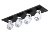 RAB MDLED4X12F-30Y-B-W 48W LED 4 Fixture Multi-Head Gear Tray, 3000K, 3696 Lumens, 90 CRI, 30 Degree Reflector, On/Off Non-Dimming, Black Tray/White Head