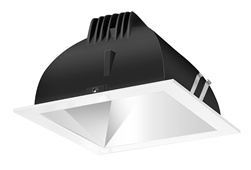 RAB NDLED4S-50Y-M-W 4" New Construction Square Trim Module, 3000K (Warm), 90 CRI, 50 Degree Beam Spread, Matte Silver Cone White Trim