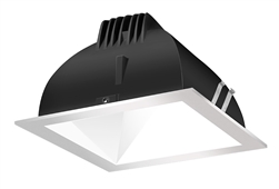 RAB NDLED4S-50Y-W-S 4" New Construction Square Trim Module, 3000K (Warm), 90 CRI, 50 Degree Beam Spread, White Cone Silver Trim