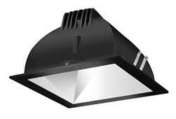 RAB NDLED4S-50YY-M-B 4" New Construction Square Trim Module, 2700K, 90 CRI, 50 Degree Beam Spread, Matte Silver Cone Black Trim