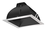 RAB NDLED4S-80Y-B-S 4" New Construction Square Trim Module, 3000K (Warm), 90 CRI, 80 Degree Beam Spread, Black Cone Silver Trim