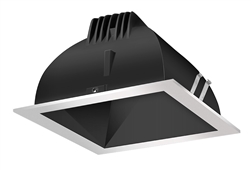 RAB NDLED6S-50YN-B-S 6" New Construction Square Trim Module, 3500K, 90 CRI, 50 Degree Beam Spread, Black Cone Silver Trim