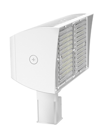 RAB PIPXL100SFYW/480/D10 100W LED PIPXL Floodlight, No Photocell, 3000K (Warm), 15900 Lumens, 72 CRI, 480V, 7H x 6V Beam Distribution, Slipfitter Mount, Dimmable, DLC Premium Listed, Standard Option, White Finish