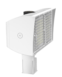 RAB PIPXL100TNW/D10/7PR 100W LED PIPXL Floodlight, No Photocell, 4000K (Neutral), 16605 Lumens, 74 CRI, 120-277V, 7H x 6V Beam Distribution, Trunnion Mount, Dimmable, DLC Premium Listed, 7-Pin Receptacle Option, White Finish