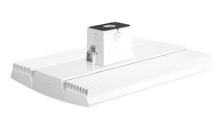RAB RAILP95NW/D10/WS2 95W Rail LED High Bay with Multi-Level Motion Sensor, Pendant or Surface Mount, 4000K (Neutral), 9835 Lumens, 84 CRI, 120-277V, Dimmable, DLC Listed, White Finish