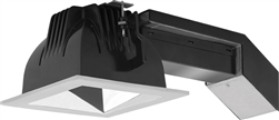 RAB RDLED4S12-50YN-S-S 4" Square Remodeler LED, 12W, 3500K, 902 Lumens, 90 CRI, 50 Degree Beam Spread, TRIAC Dimming Driver, Specular Silver Cone Silver Trim