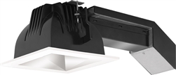 RAB RDLED4S12E-WYY-M-W 4" Square Remodeler LED, 12W, 2700K, 727 Lumens, 90 CRI, Wall Washer, ELV Dimming Driver, Matte Silver Cone White Trim