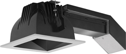 RAB RDLED4S12F-50Y-B-S 4" Square Remodeler LED, 12W, 3000K (Warm), 842 Lumens, 90 CRI, 50 Degree Beam Spread, On/Off Non-dimming Driver, Black Cone and Silver Trim