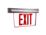 Sure Lites EUX71R Self-Powered Mount Edge Lit LED Exit Sign with Battery Back-Up, Single Face, Red Exit Color, Brushed Aluminum Housing, No Self-Diagnostics