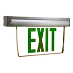 Sure Lites EUX72G Self-Powered Mount Edge Lit LED Exit Sign with Battery Back-Up, Double Face, Green Exit Color, Brushed Aluminum Housing, No Self-Diagnostics