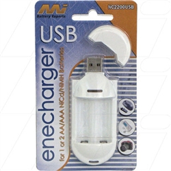 2 cell charger 1-2 AA or AAA NiCd/NiMH cells. Input via USB.