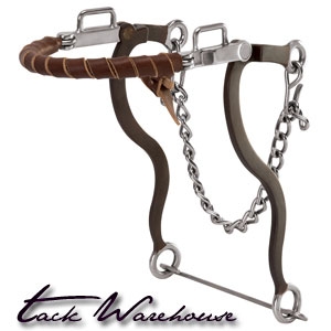 Hackamore with Brown Latigo Leather Wrapped Noseband