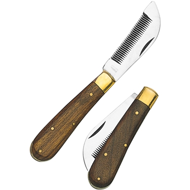 Herm Sprenger Folding thinning knife with wooden handle with wooden handle - Stainless steel