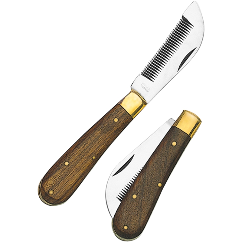 Herm Sprenger Folding thinning knife with wooden handle with wooden handle - Stainless steel