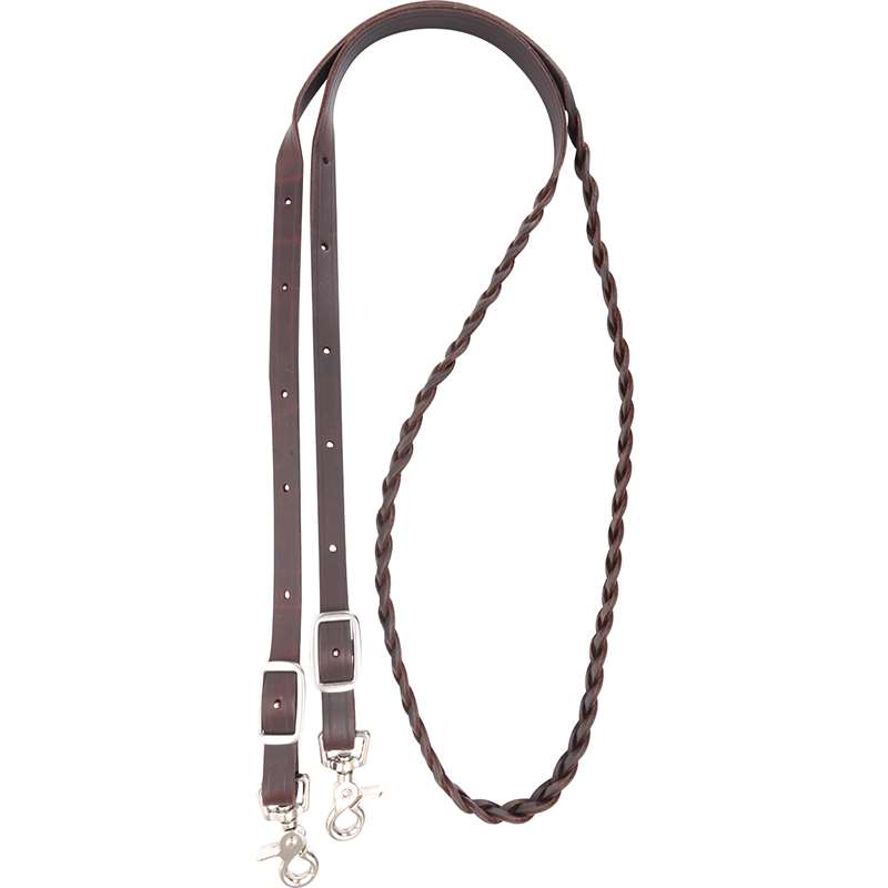 Martin Saddlery Latigo Braided 3-Strand Roping Rein 5/8-inch Thick Buckle Snap Ends