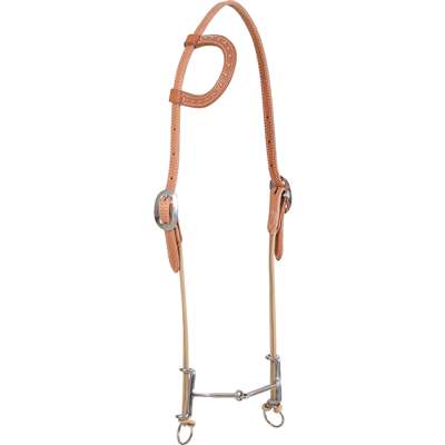Headstall Bit : Classic Equine Loomis Slip Ear Headstall and Draw Gag Bit with Smooth Bar