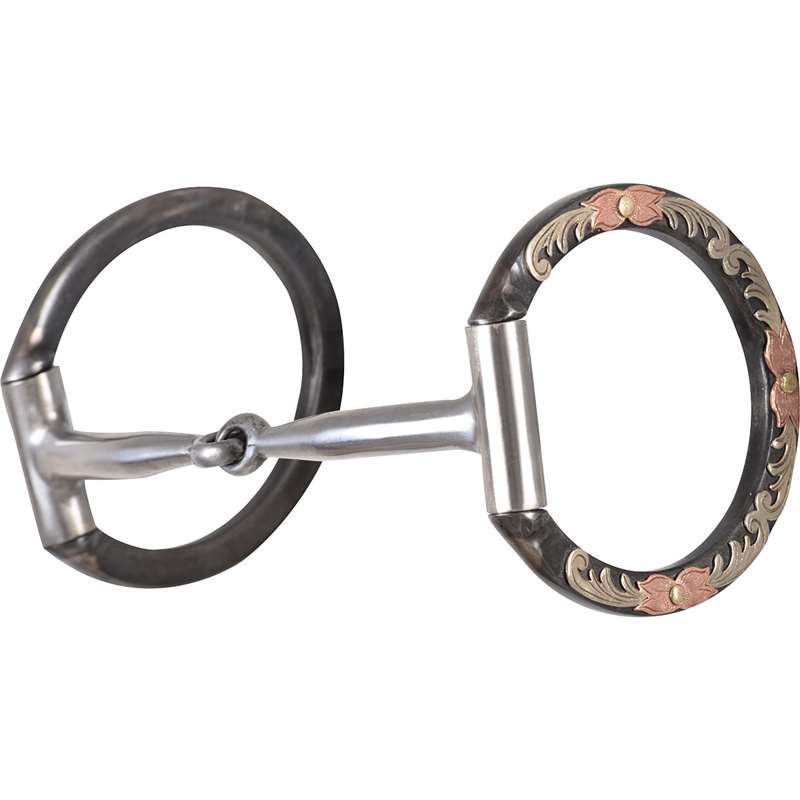 Classic Equine Floral Scroll Tool Box D-Ring Bit with Smooth Bar