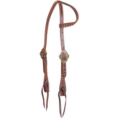 Martin Saddlery Slip Ear Headstall with Brass Scallop Buckles