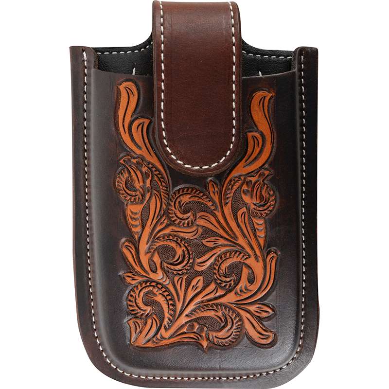 Martin Saddlery Smart Phone Holder with Dyed Edge and Floral Tooling