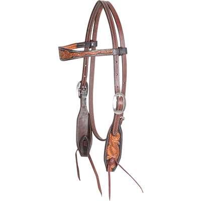 Martin Saddlery Dyed Edge Browband Headstall with Floral Tooling