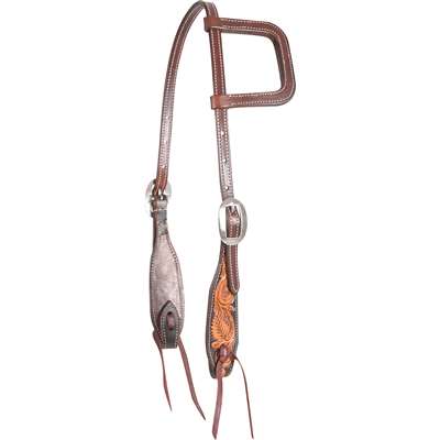 Martin Saddlery Dyed Edge and Tooled Slip Ear Headstall