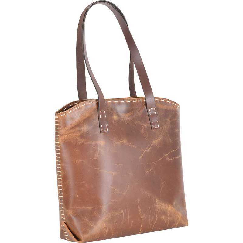 Cashel Distressed Leather Tote Bag with Buck Stitching