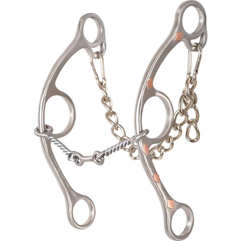 Classic Equine Sherry Cervi Diamond4 Shank Gag Barrel Bit with Small Twisted Wire Dogbone