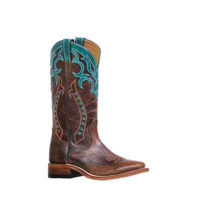 Boulet Ladies Damiana Moka West Turqueza Western Stockman Boot