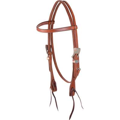 Martin Saddlery Browband Headstall with Copper-Turquoise Buckles
