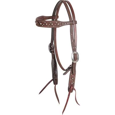 Martin Saddlery Browband Headstall with Pewter Dots