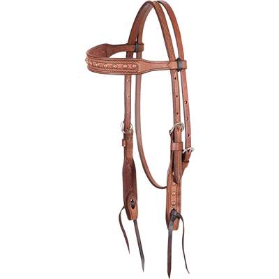 Martin Saddlery Browband Headstall with Rope Copper Dots