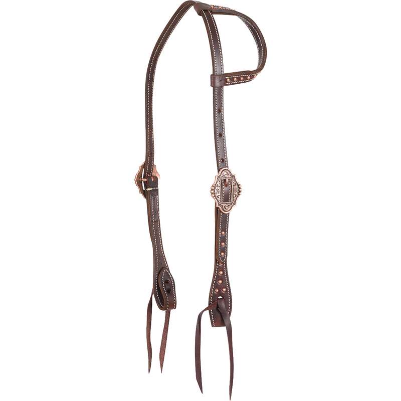 Martin Saddlery Slip Ear Headstall with Copper Scallop Buckles