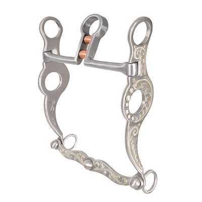 Classic Equine Responder Shank Cowhorse Bit with Keyhole Double Roller