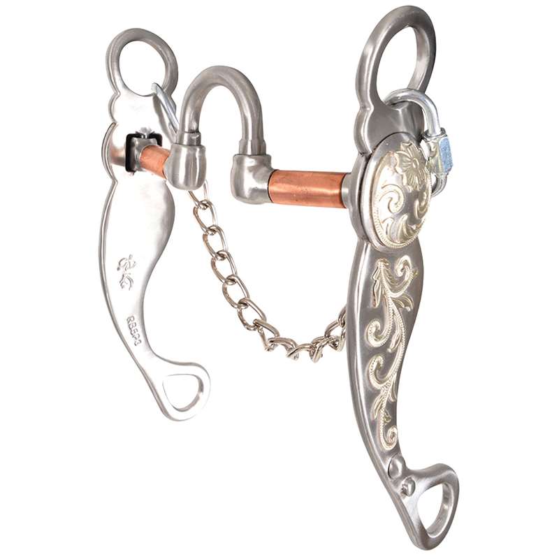 Classic Equine Qualifier Shank Roping Bit with Swivel Cheek Copper Correction
