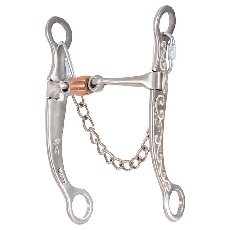 Classic Equine Interpreter Shank Roping Bit with Swivel Smooth Bar Copper Roller Dogbone