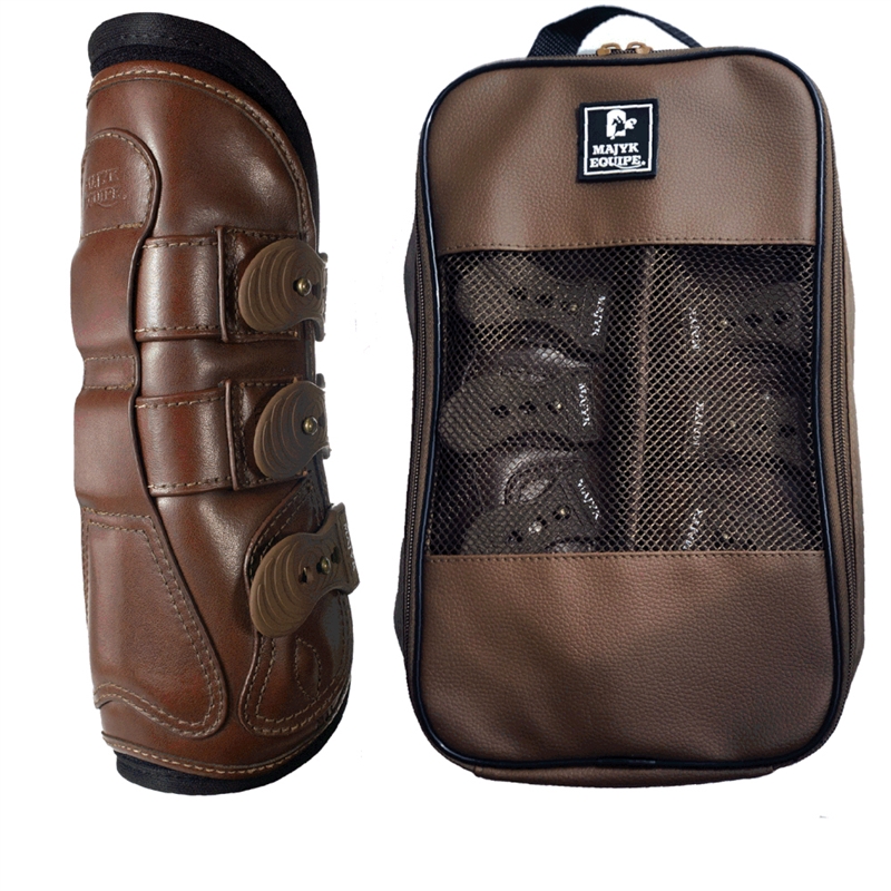 MAJYK EQUIPE&reg; Leather Tendon Jump Boot With Removable Impact Liners (Snap Closure) Havana Brown