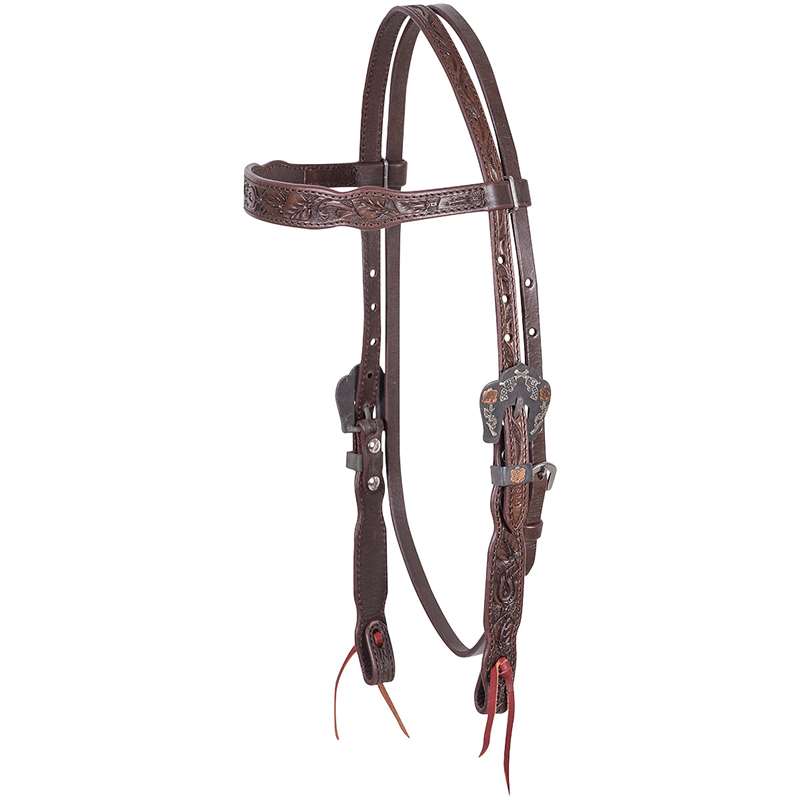 Cashel Browband Headstall with Rosebud Tooling