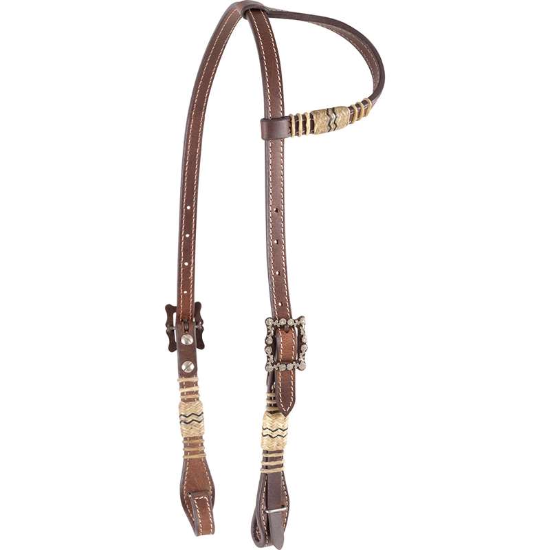 Cashel Rawhide Slip Ear Headstall with Square Flower Buckles