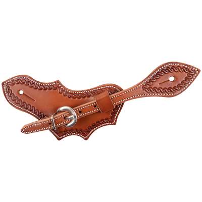 Martin Saddlery Oak Leaf Spurstraps with Rope Border Tooling