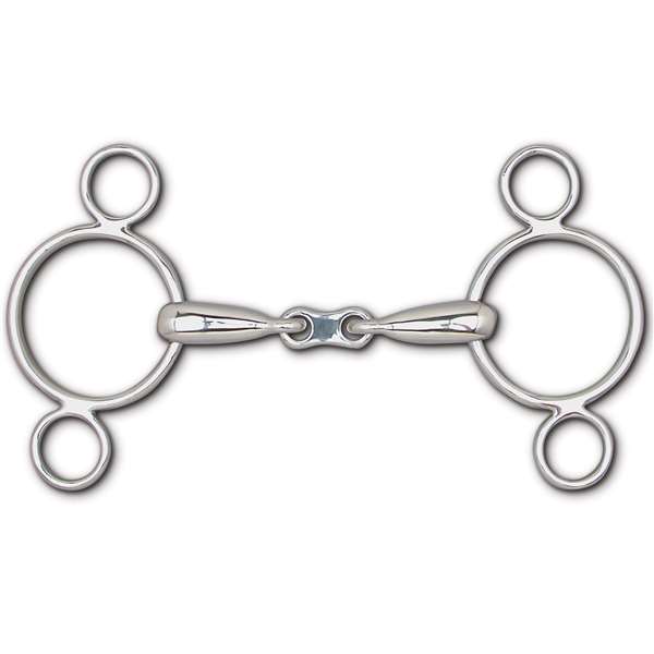 Hollow Mouth FrenchLink Snaffle 3-Ring Continental Gag- 5" Cheek, Size: 5"