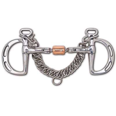 Stainless Steel 3-Piece Snaffle with Copper Roller Uxeter Kimberwick - 3 1/2" Cheek, Size: 5"