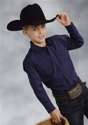 Amarillo Boys Purple Long Sleeve Western Shirt
